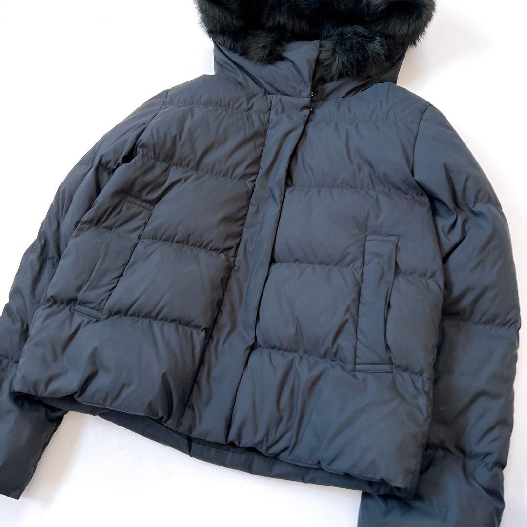 アーバンリサーチ　2way　ラビットフードファーダウンジャケット　ネイビーM