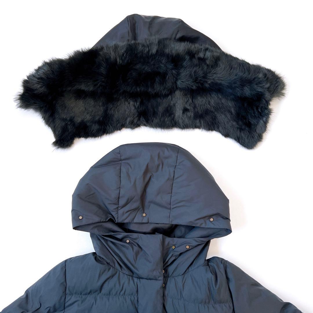 アーバンリサーチ　2way　ラビットフードファーダウンジャケット　ネイビーM