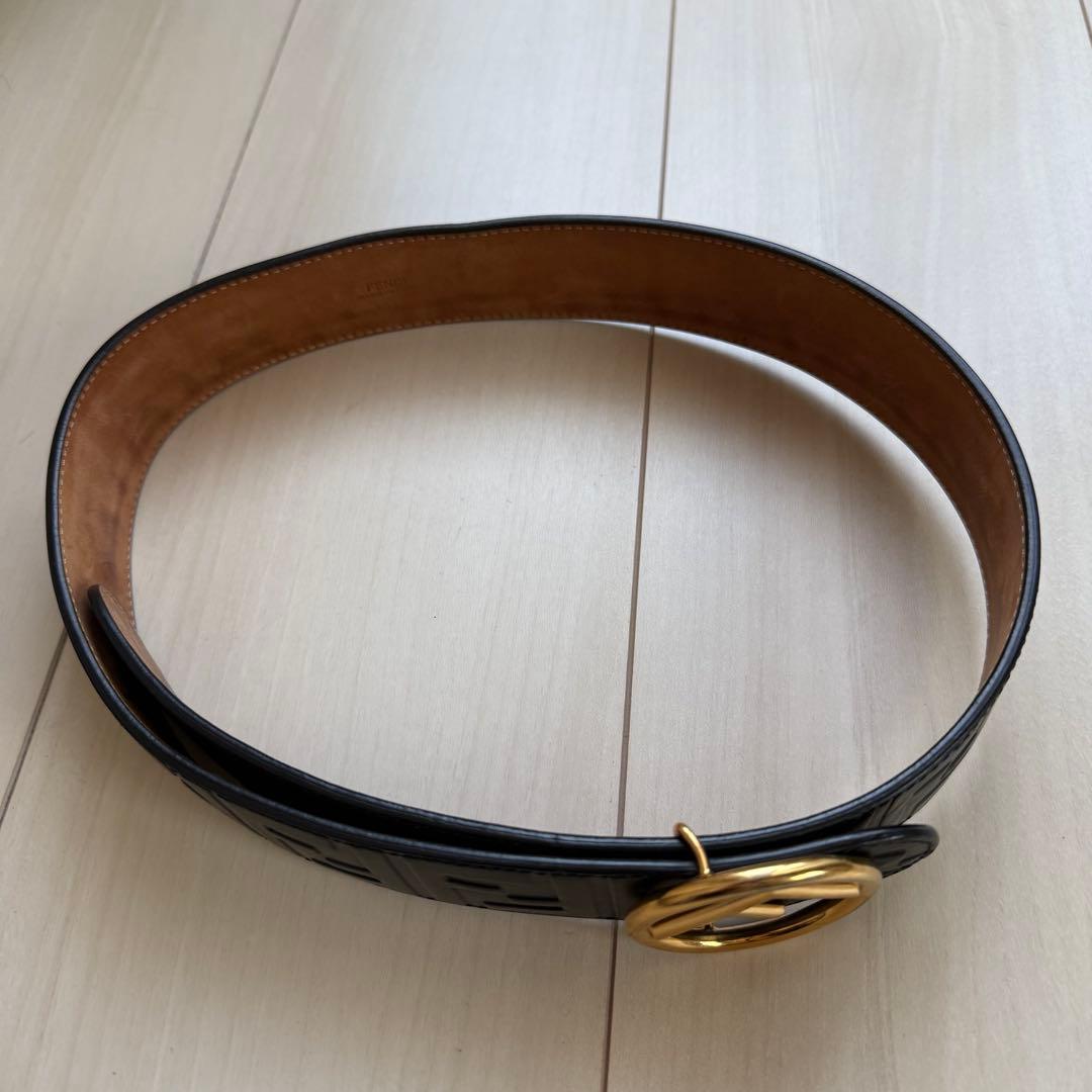 正規品　FENDI フェンディ FFロゴ バックル ベルト ブラック レザー