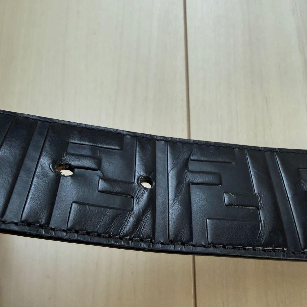 正規品　FENDI フェンディ FFロゴ バックル ベルト ブラック レザー