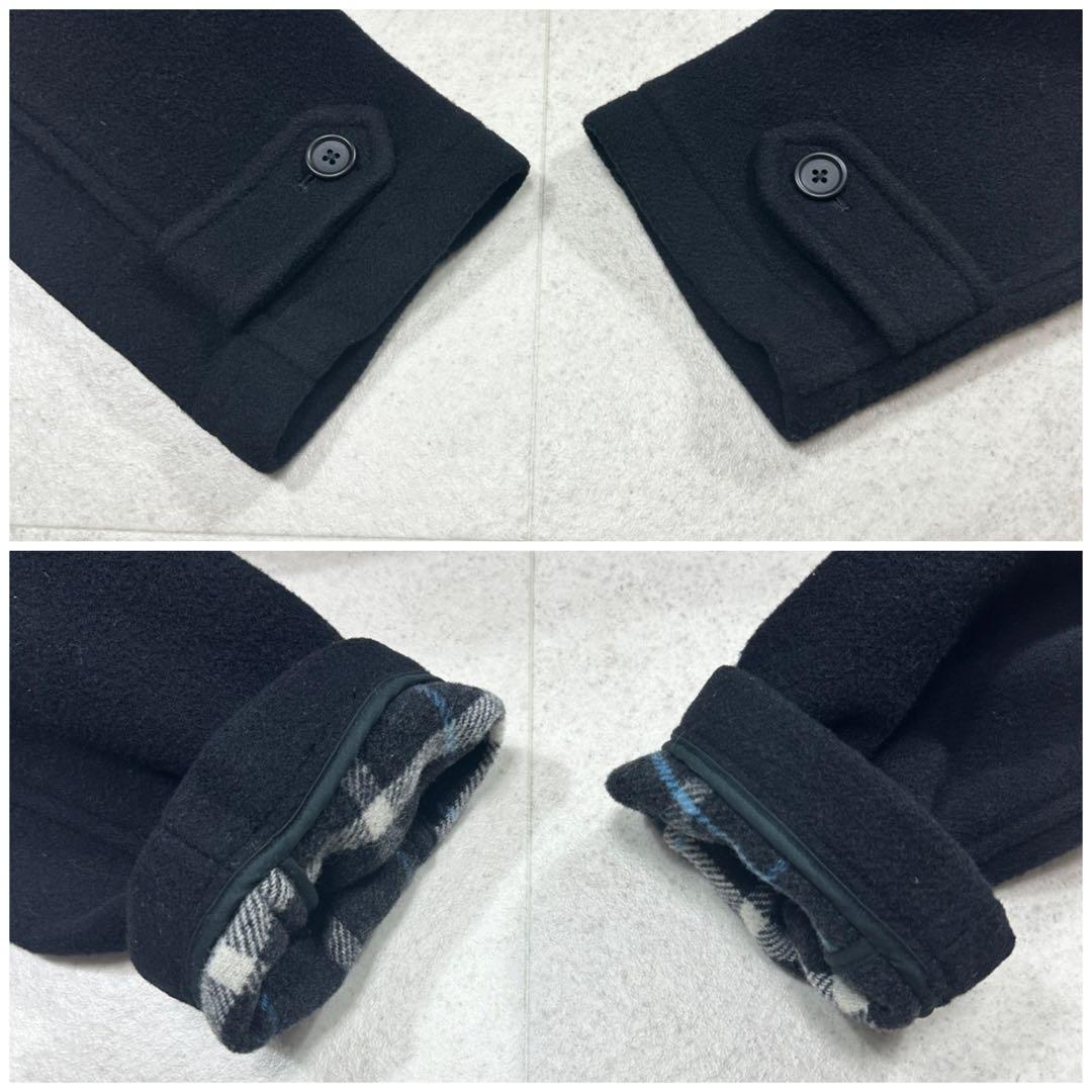 11号【EASTBOY】ダッフルコート 裏地チェック トグル フード 黒