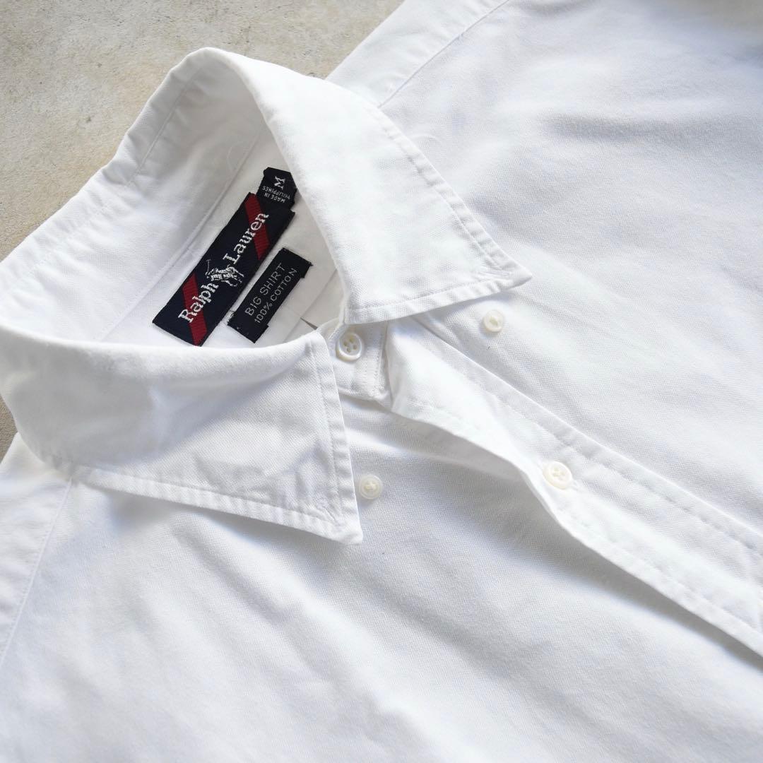 90s ラルフローレン BIGSHIRT ビックシャツ 長袖シャツ M ホワイト