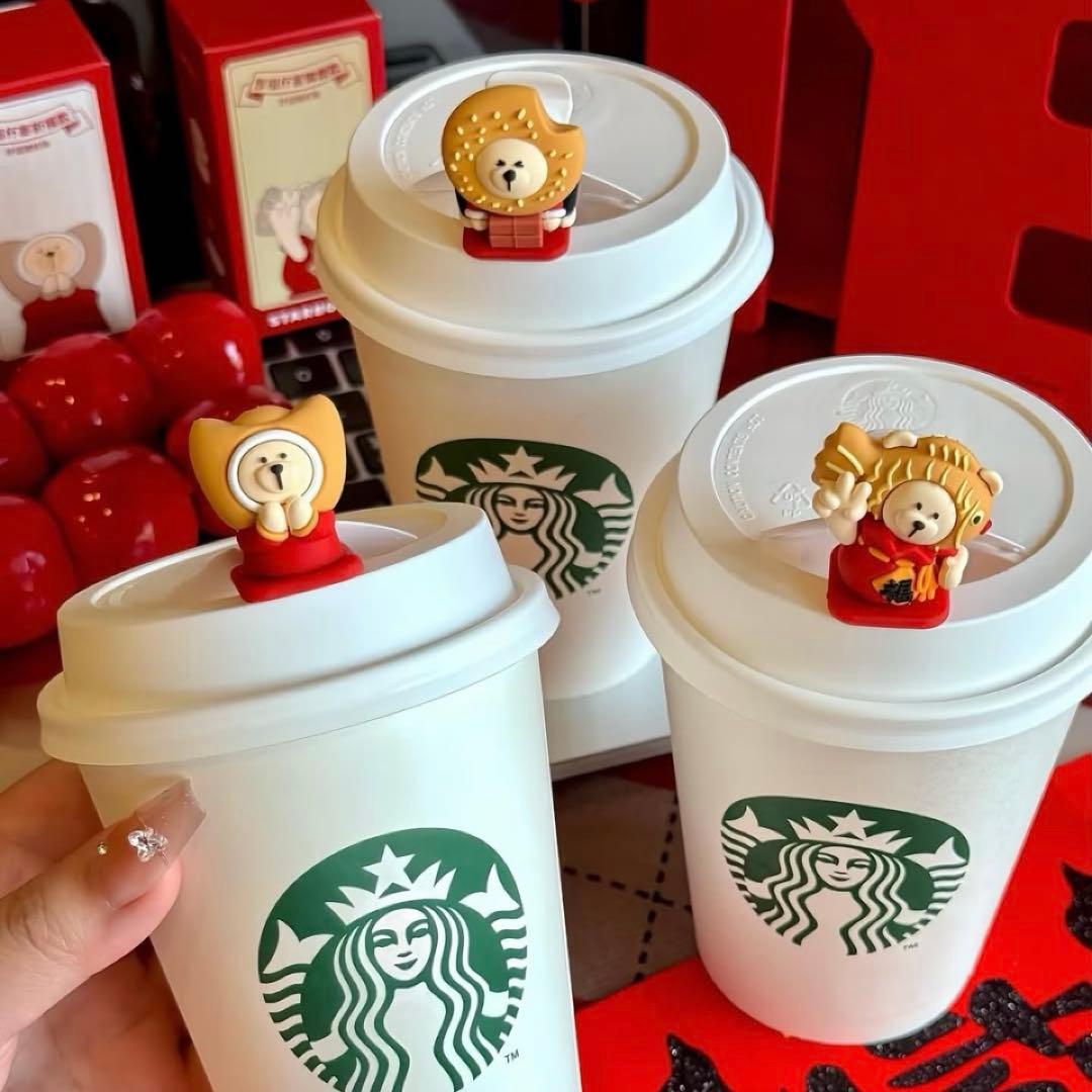 非売品　海外限定　スターバックス　ベアリスタ　おみくじ　ストッパー　キャップ