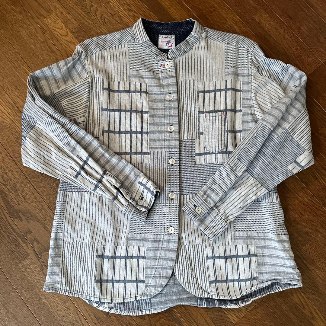 BlueTrick レディース スタンドカラーシャツ 刺子パッチ