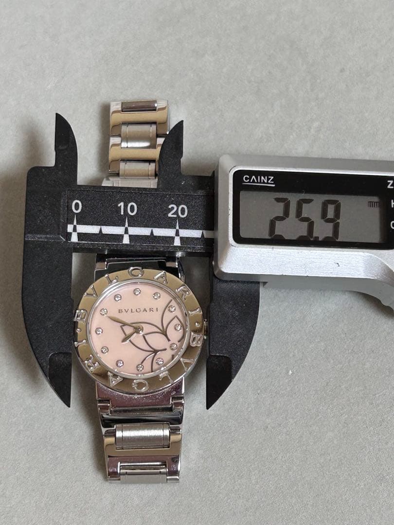 【美品】BVLGARIブルガリ　ピンクシェルレディース腕時計