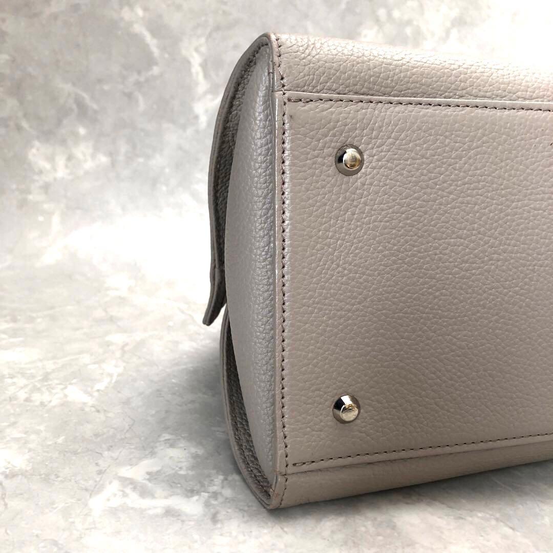 ★極美品★傳濱野 ハンドバッグ 2WAY レザー グレージュ レティア シボ