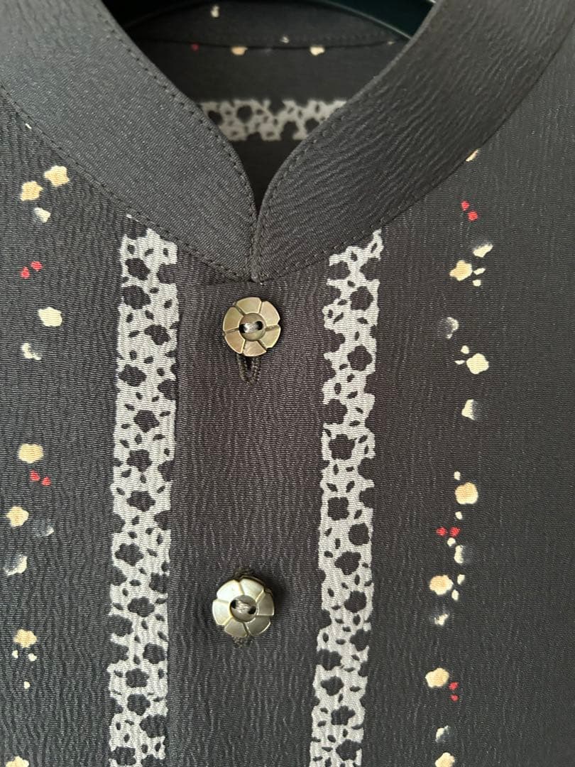 手作りのポリエステル反物メンズかりゆしウェアLLサイズ　マオカラー