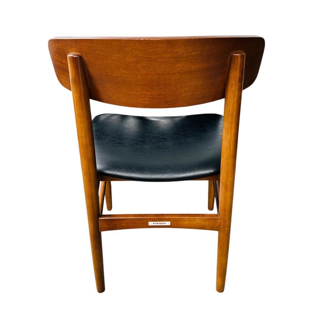 ②美品 カリモク60 Tチェア スタンダードブラック レザー KARIMOKU