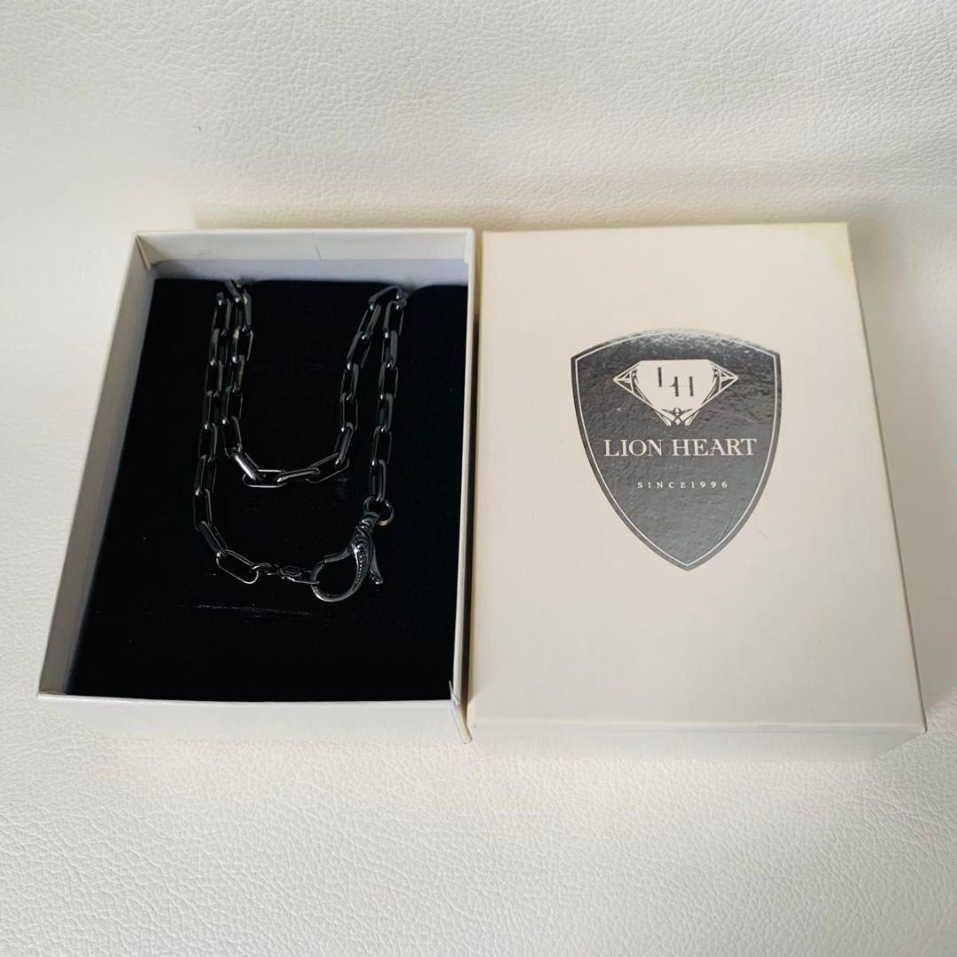 Sterling 刻印 ライオンハート 大ぶり ネックレス ブラック ロング
