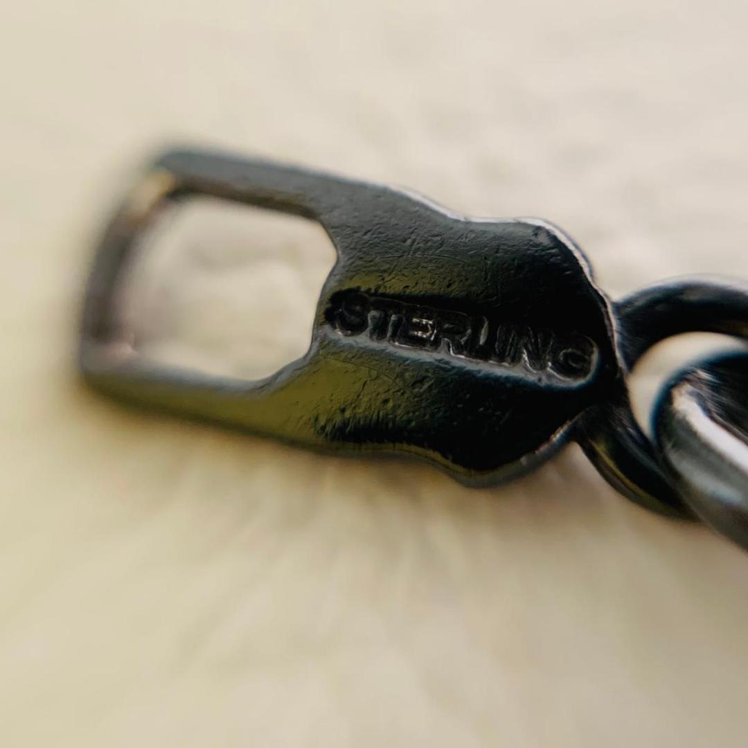 Sterling 刻印 ライオンハート 大ぶり ネックレス ブラック ロング