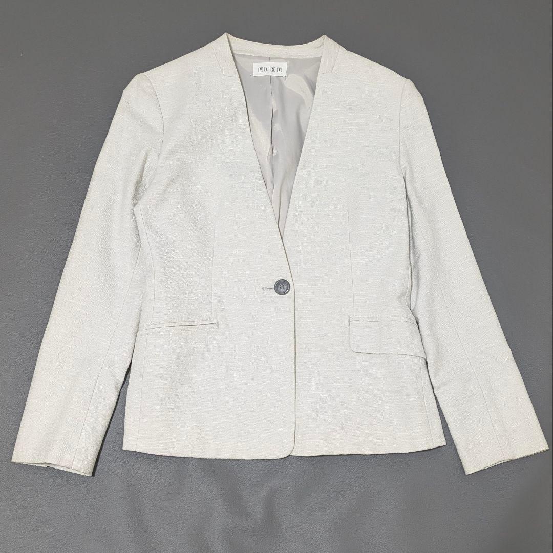 人気✨プラステ　スラブストレッチパンツスーツ　セットアップ　ノーカラーカラーレス