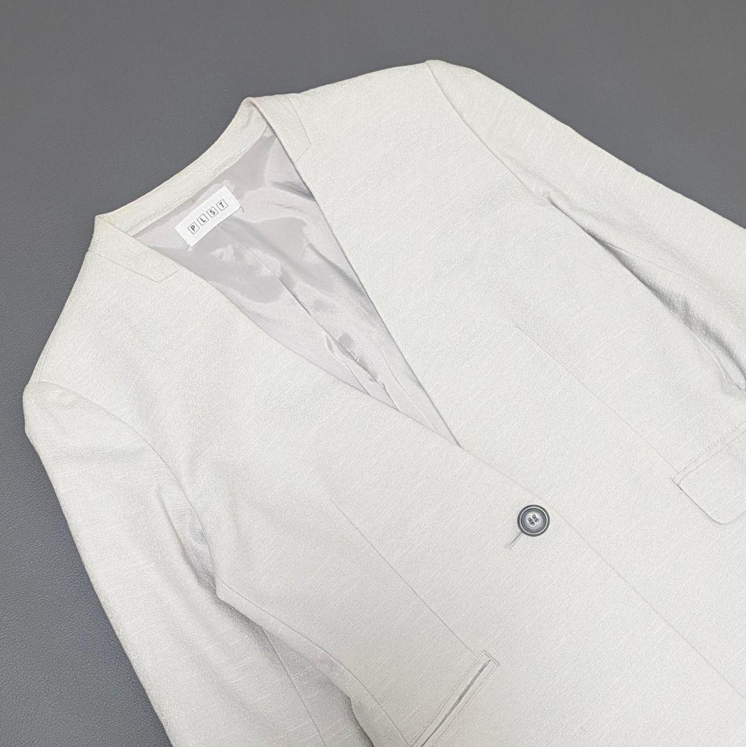 人気✨プラステ　スラブストレッチパンツスーツ　セットアップ　ノーカラーカラーレス