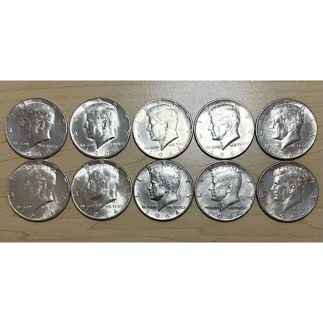 ケネディ ハーフダラー 1964年 10枚 シルバー 銀貨 銀品位90 b