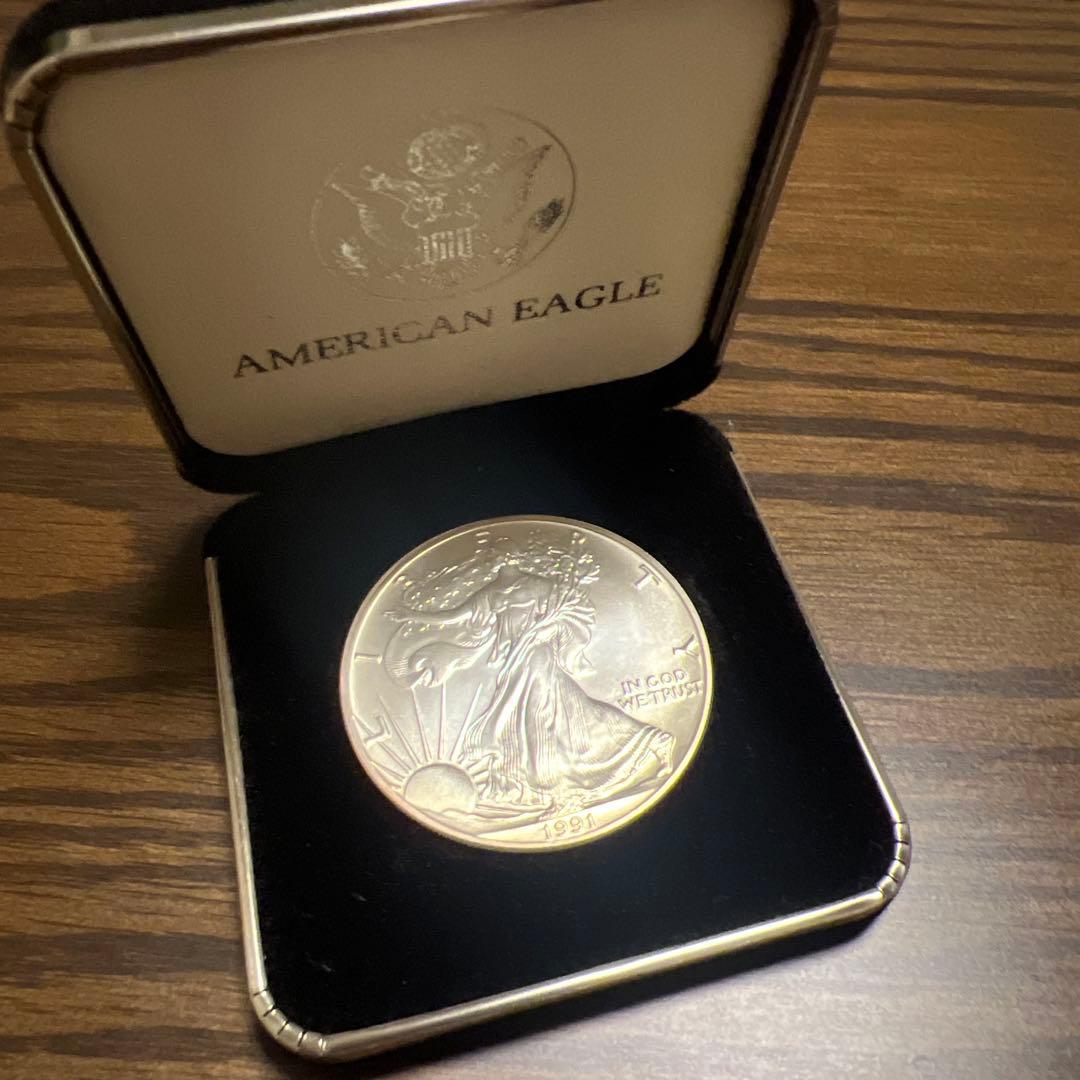春*番様 【銀貨】アメリカンイーグル 銀貨 1991年ケース付き