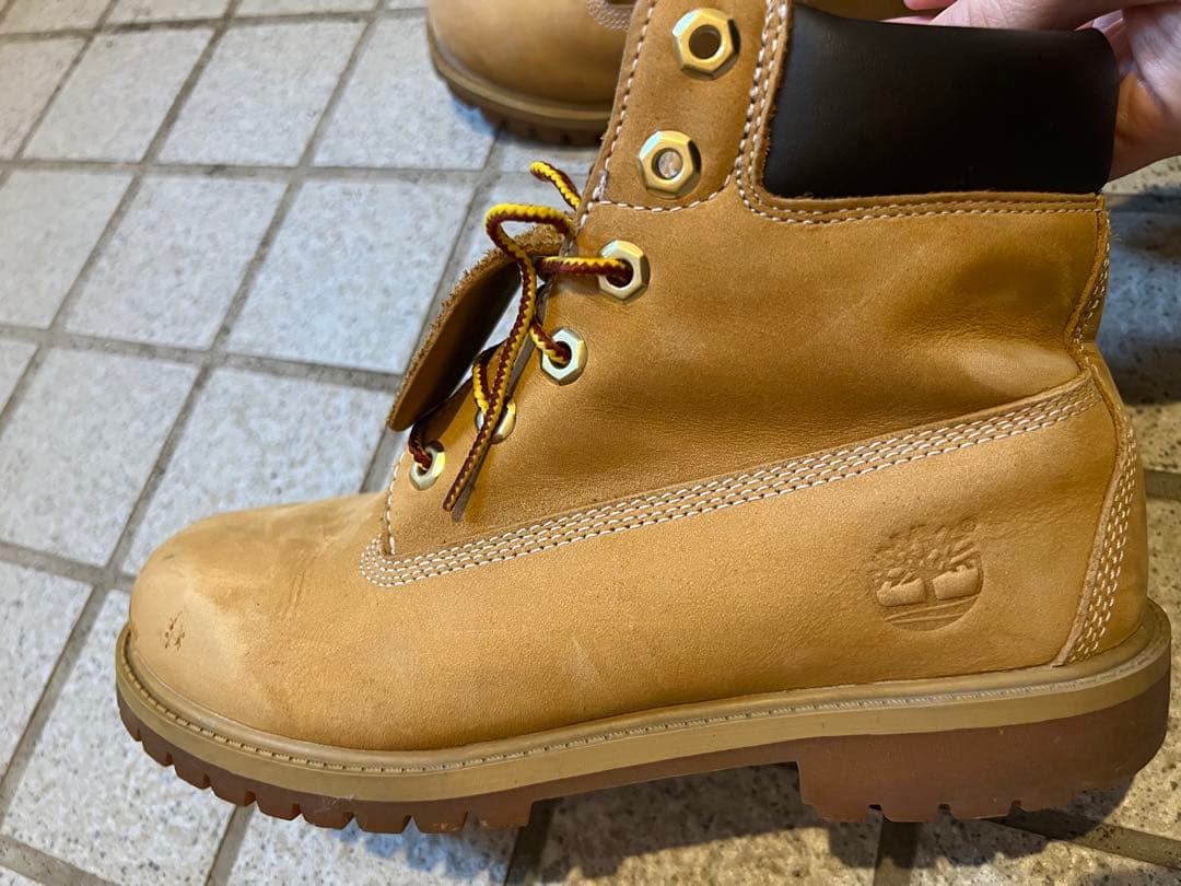 ベージュ レザー ハイカットブーツ ティンバーランド