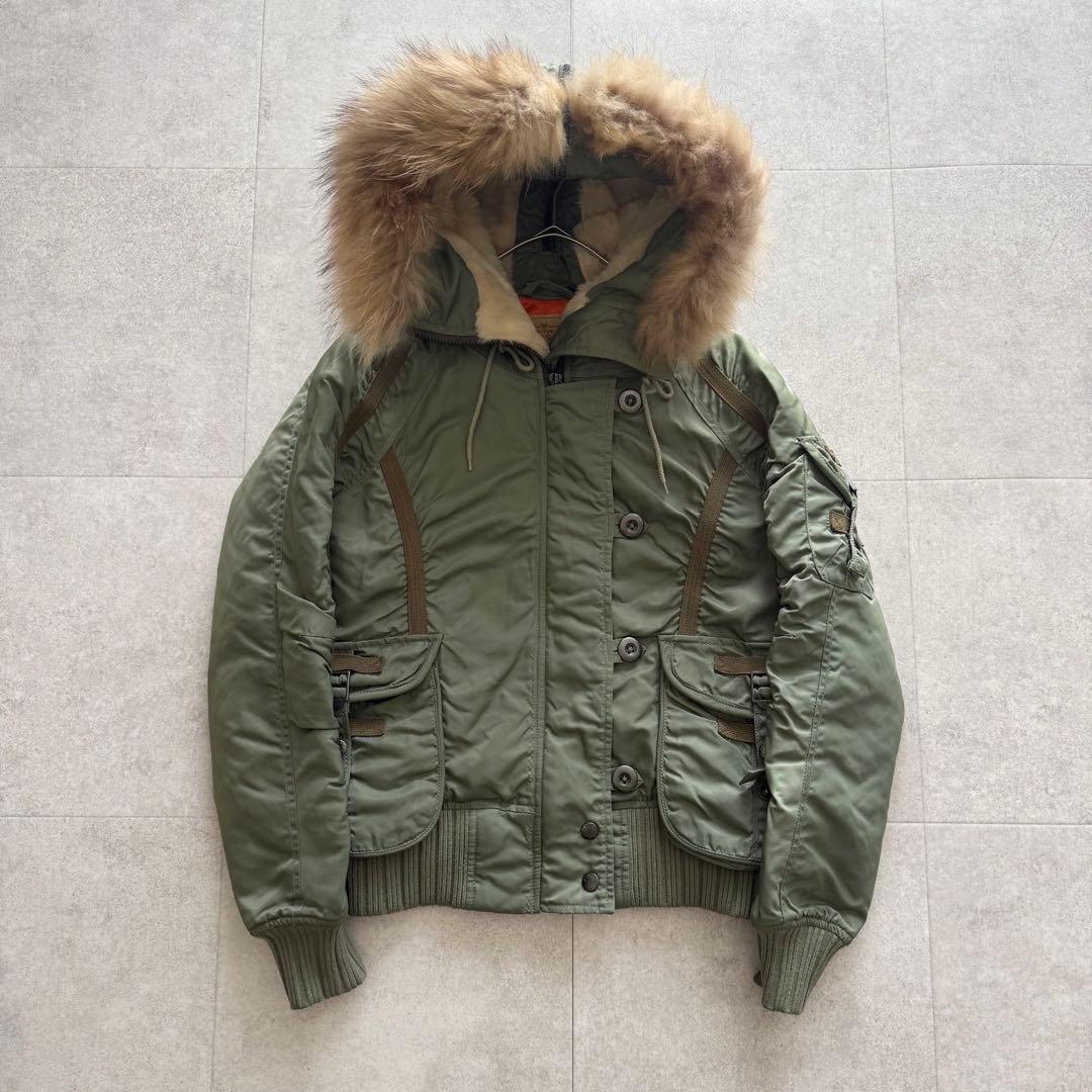 AVIREX　Y2K　ミリタリージャケット　N-2B カーキ　ファー　S