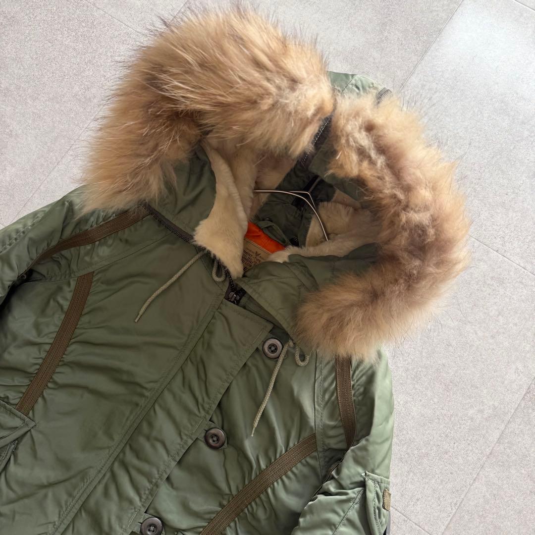 AVIREX　Y2K　ミリタリージャケット　N-2B カーキ　ファー　S