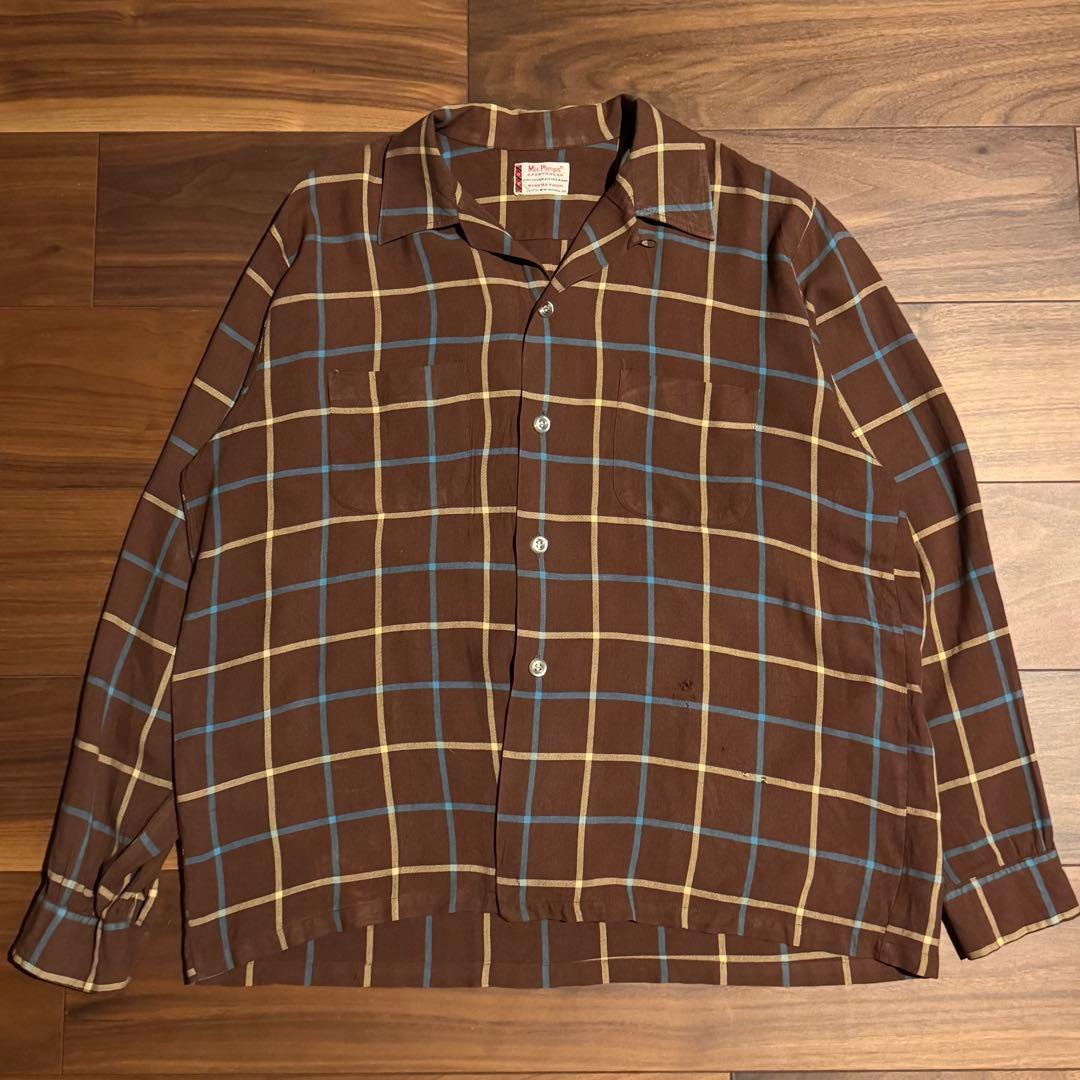 50s 60s Mac Phergus レーヨンシャツ　ビッグサイズ　茶