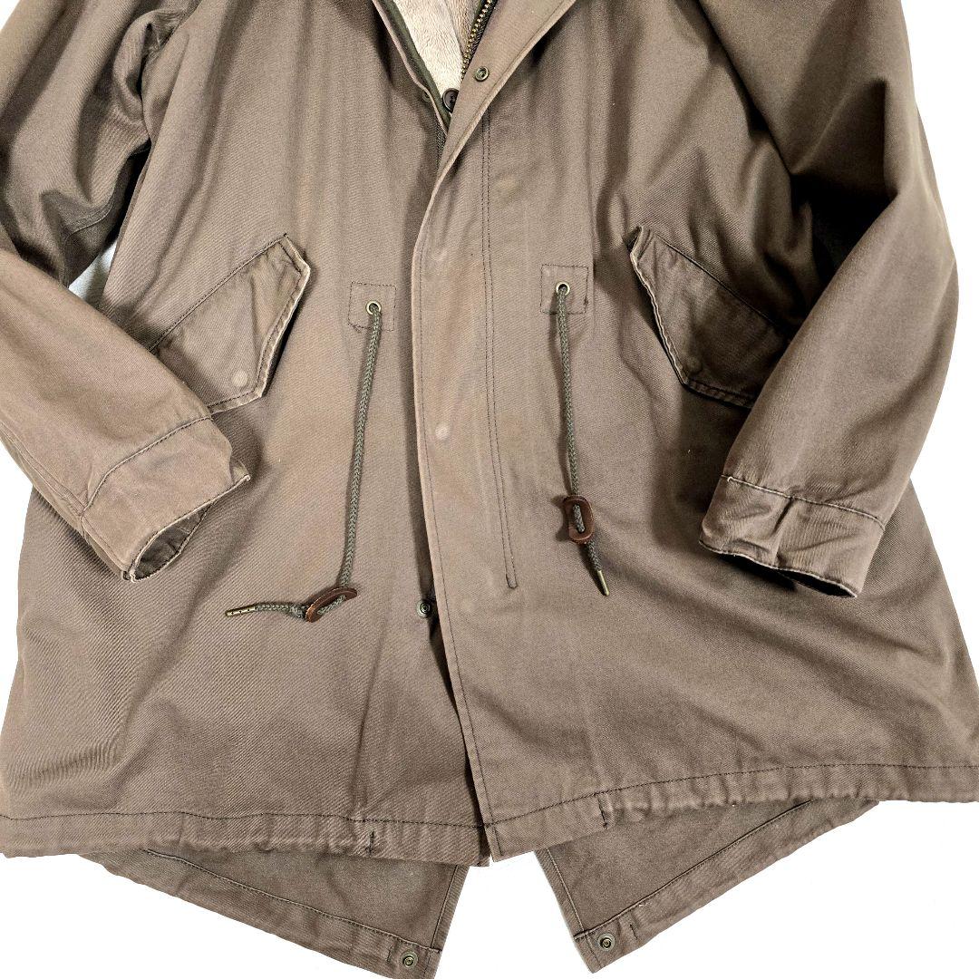 アダムエロペ モッズコート フード ボアライナー付 ロングコート ブラウン L