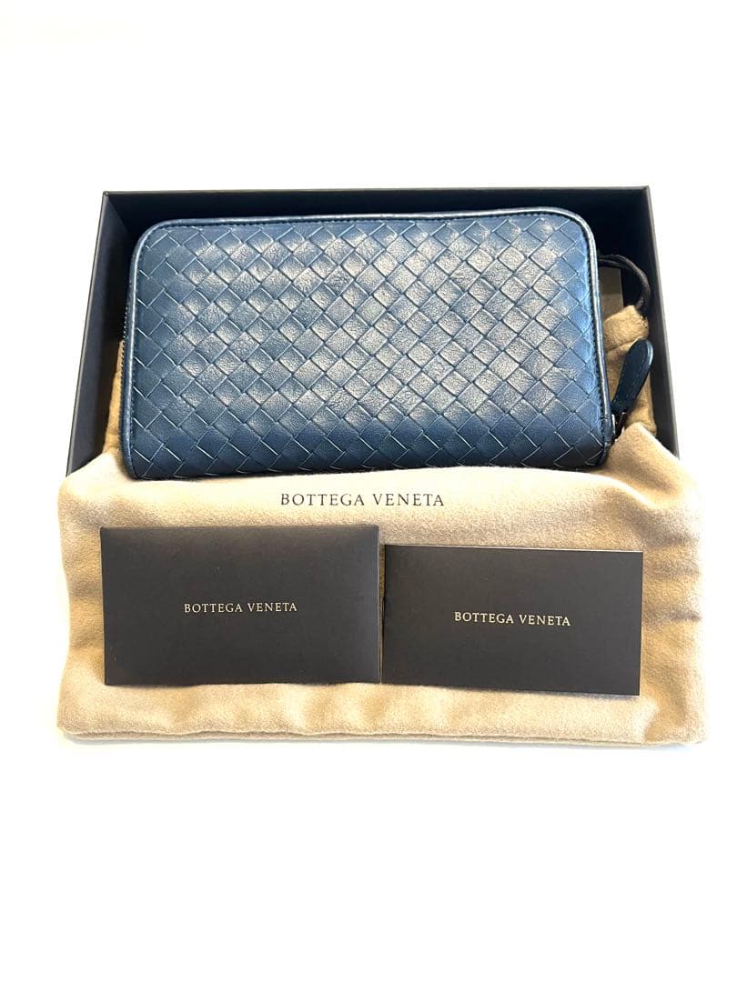 Bottega Veneta ネイビー 長財布 イントレチャート