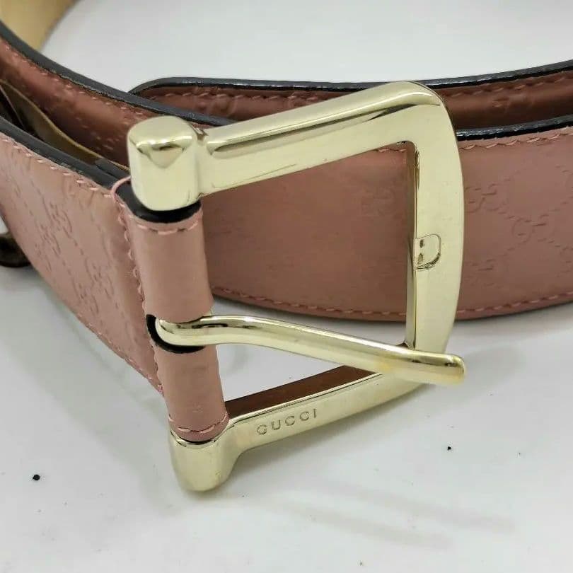 GUCCI マイクロGG レザーベルト ピンク 93±5 幅3.8cm d02