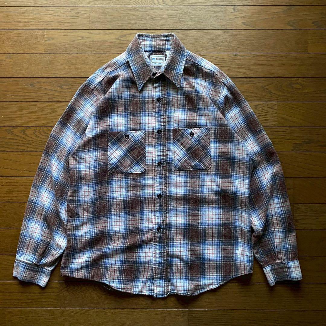 トップス 70s Five Brother print flannel shirt L