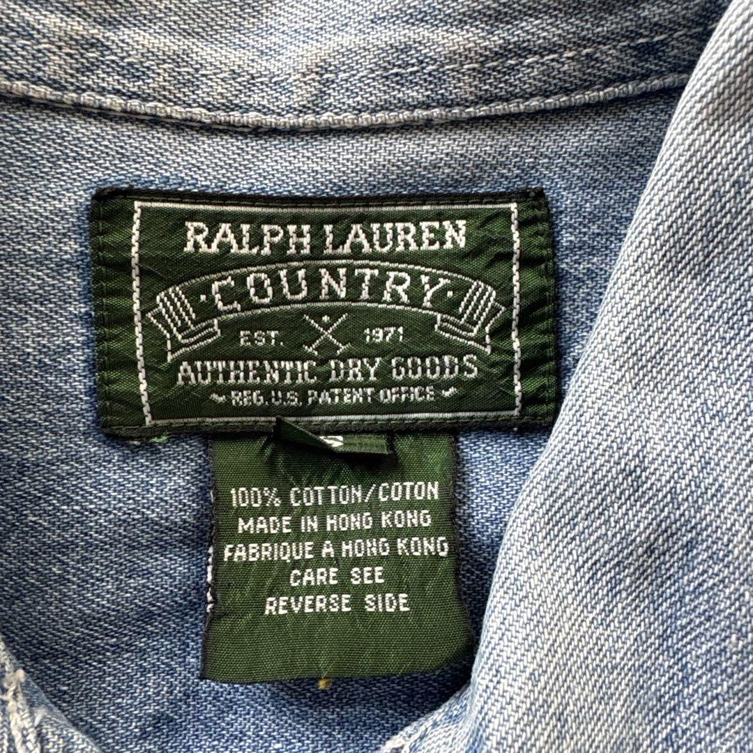 90s polo country デニムカバーオール　ポロカントリーデニムシャツ