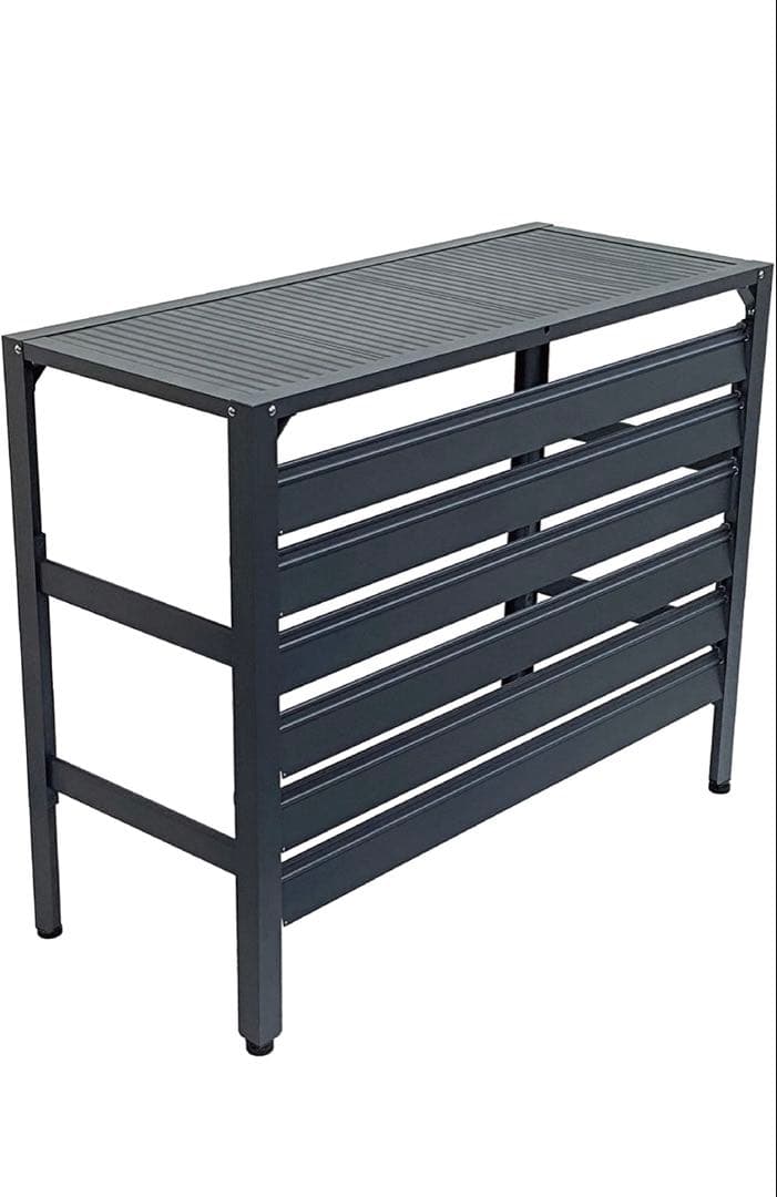 アルミ製 エアコン室外機カバー排気ルーバー方向可調整Lダークグレー防雪適用