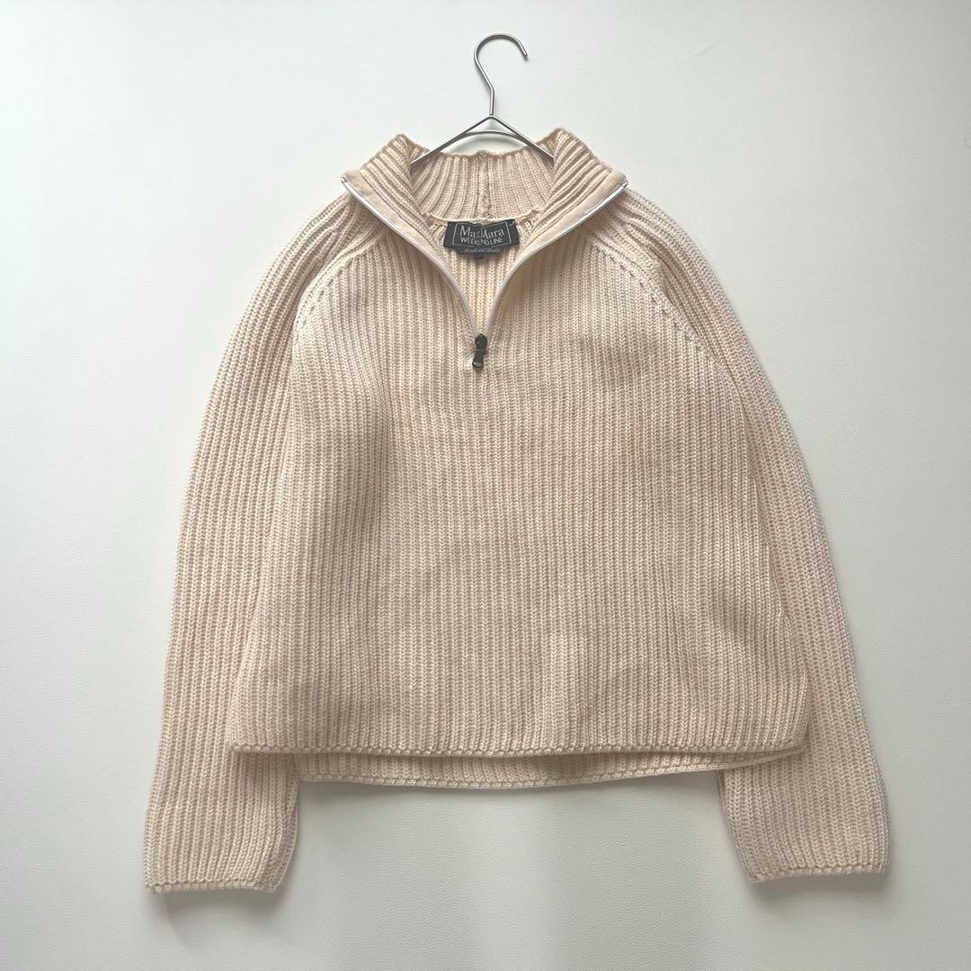Max Mara✨ハーフジップ リブニット ピュアウール イタリア製 ベージュ