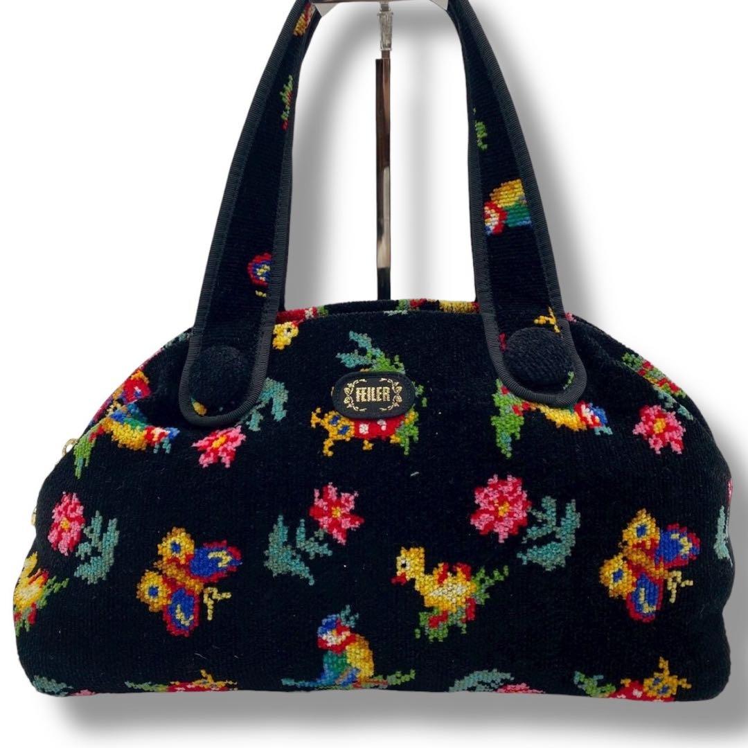 極美品 フェイラー ボストンバッグ ハンド トート ハイジ 腕掛け シュニール