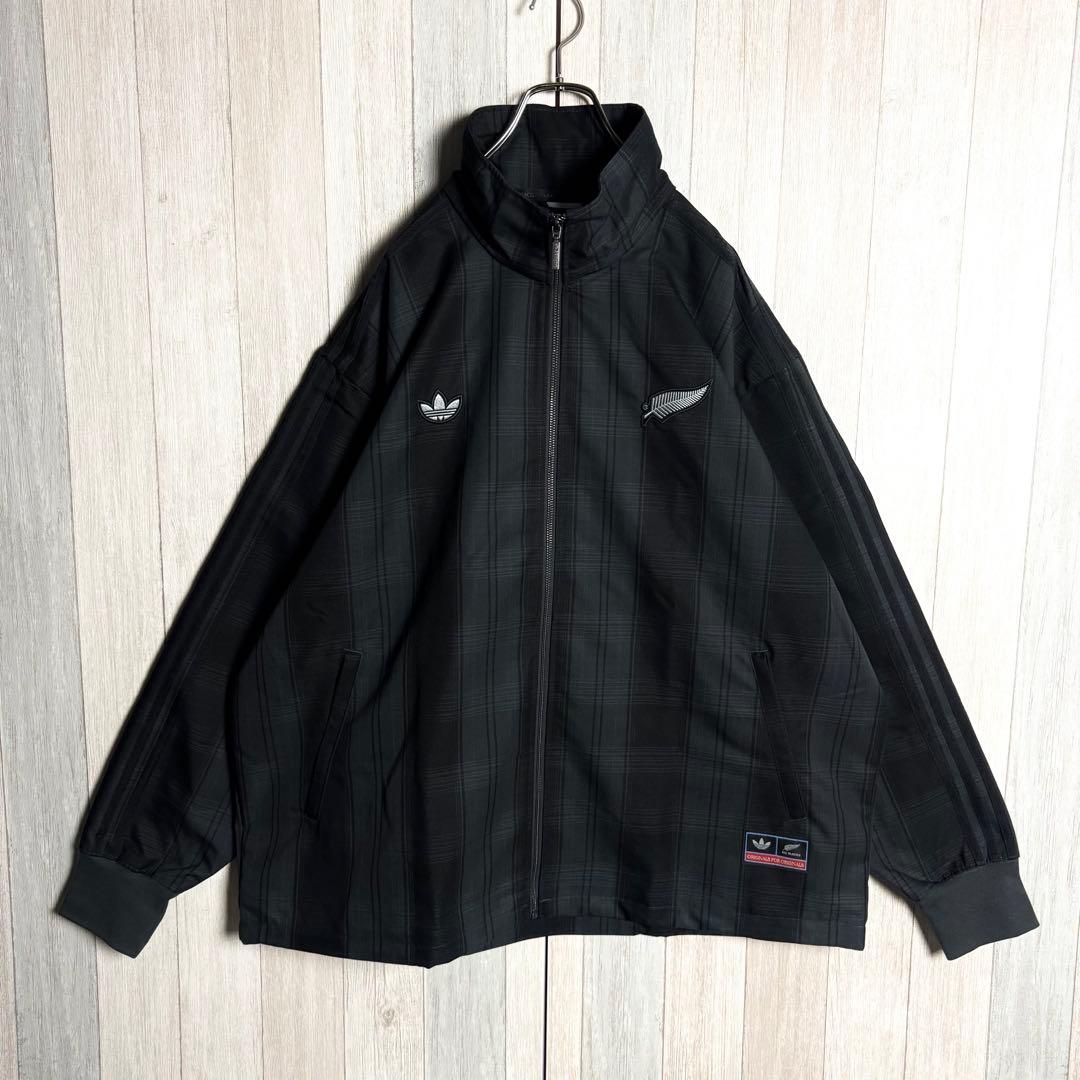 3669【海外限定品・新品】アディダス×オールブラックス 刺繍ロゴ ジャケット