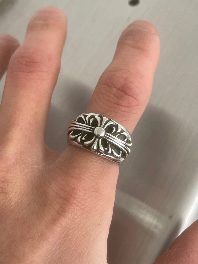 クロム風シルバーリング12号　即日発送 Chrome Heartsモチーフ