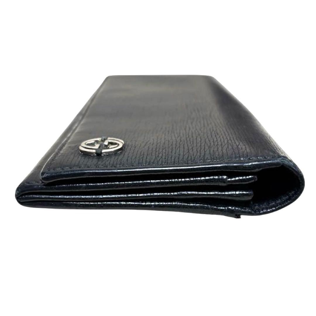 グッチ　112 グッチ　長財布　レザー　ブラック　インターロッキング金具　G金具