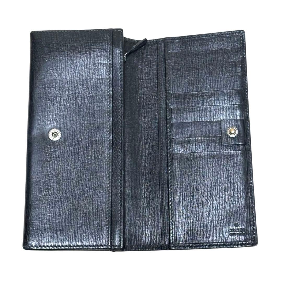 グッチ　112 グッチ　長財布　レザー　ブラック　インターロッキング金具　G金具