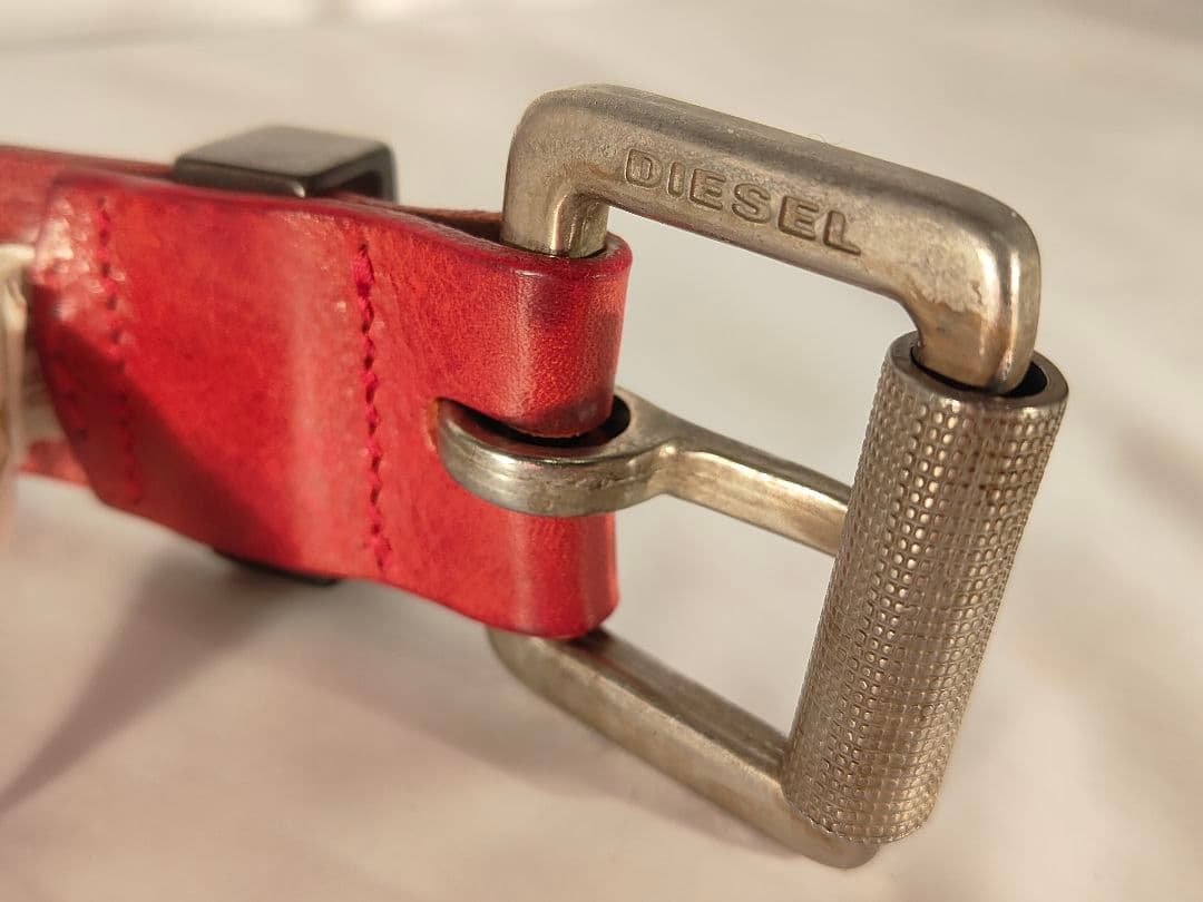 【ヴィンテージ】DIESEL ディーゼル　高級ドレスベルト　極艶本革真鍮　正規品