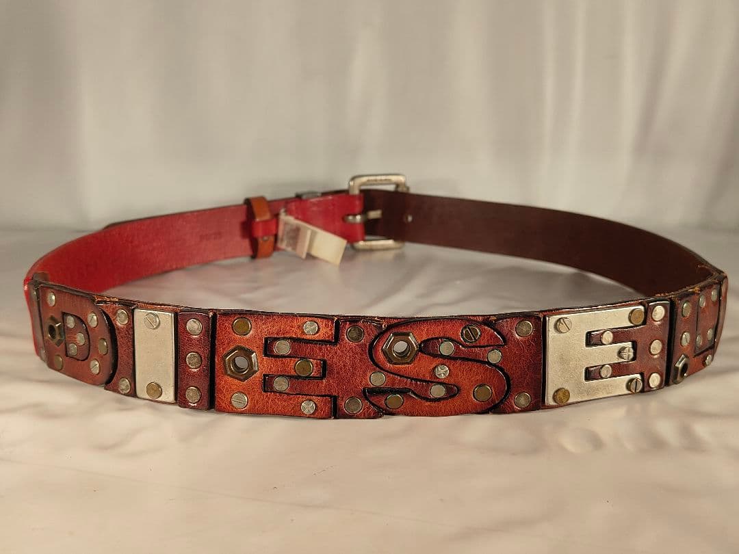 【ヴィンテージ】DIESEL ディーゼル　高級ドレスベルト　極艶本革真鍮　正規品