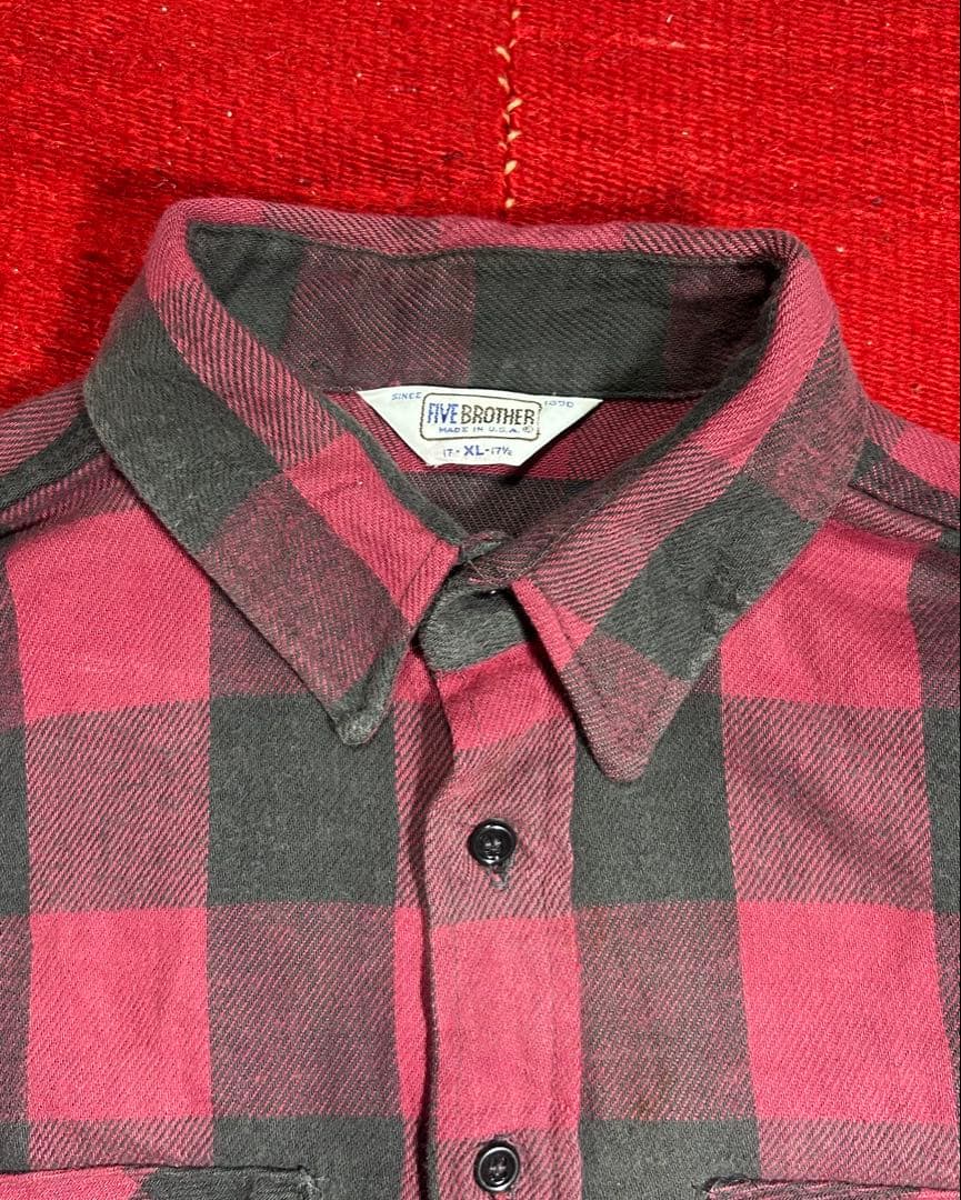 70s~80s “FIVE BROTHER” Flannel shirt
