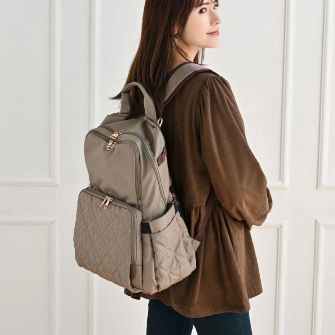 しまむら　MUMU 多機能リュック　マザーズバック　ベージュ　保冷機能付き