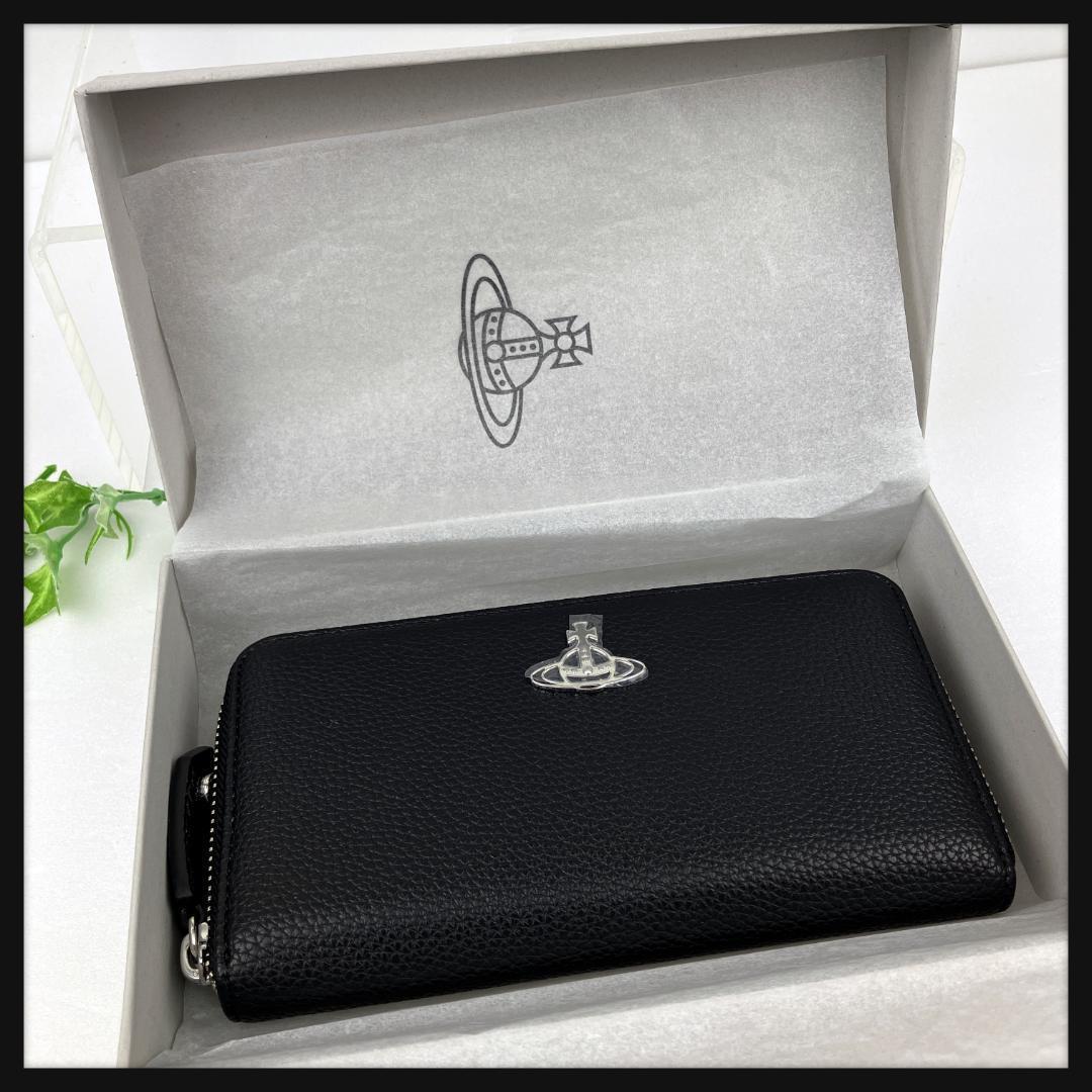 新品未使用　ヴィヴィアンウエストウッド　オーブ 黒　レザー ラウンド　長財布