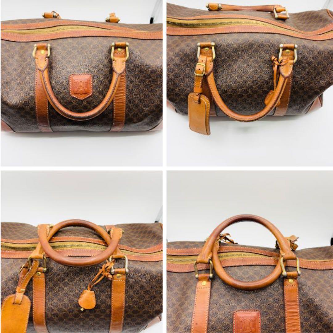 【鍵・南京錠付き】セリーヌ ボストンバッグ トリンオフ マカダム柄 レザー 本革