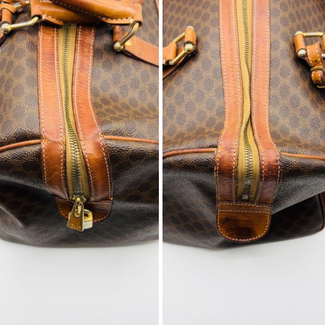 【鍵・南京錠付き】セリーヌ ボストンバッグ トリンオフ マカダム柄 レザー 本革