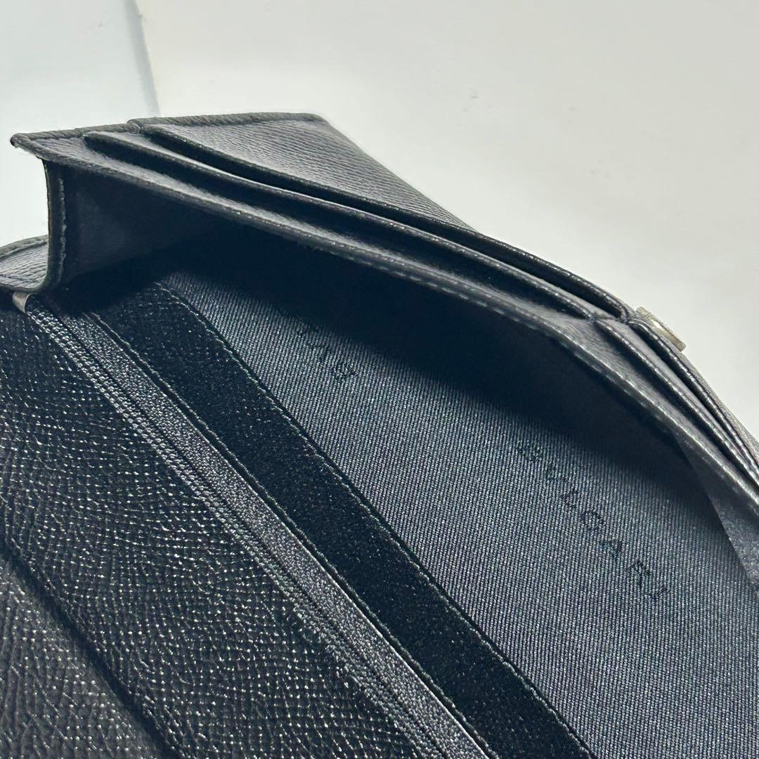 BVLGARI ブルガリ レザー 二つ折り 長財布 レディース メンズ ブラック