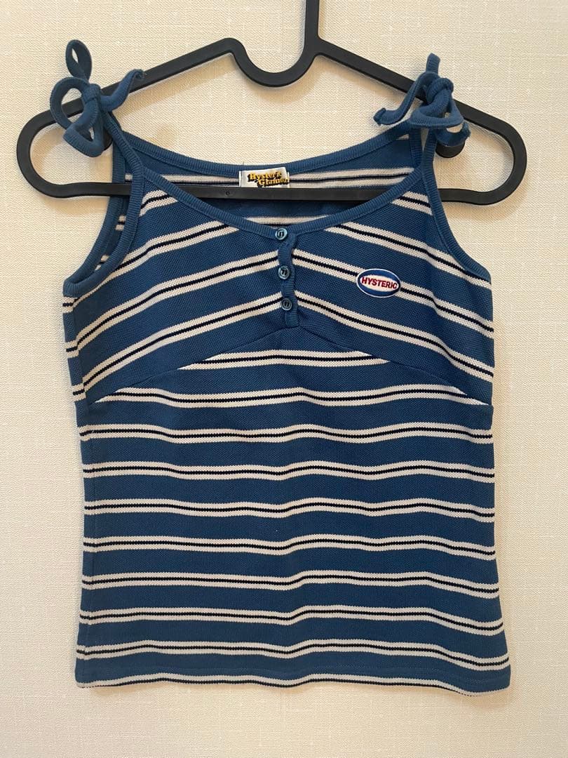 90'Sヴィンテージ ヒステリックグラマー ボーダーポロシャツ生地キャミソール