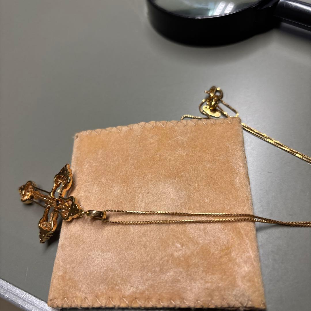 ゴールド 十字架 ダイヤモンドペンダント ネックレス