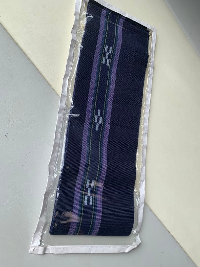 ミンサー　半幅帯　新品未使用　藍　紫