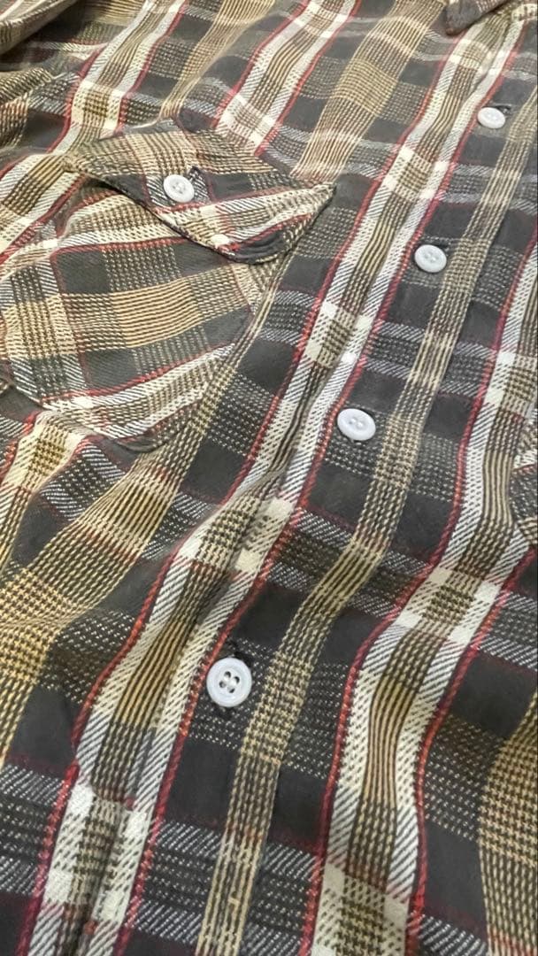 59s 60s ヴィンテージ ヘビーネルシャツ マチ付き 古着