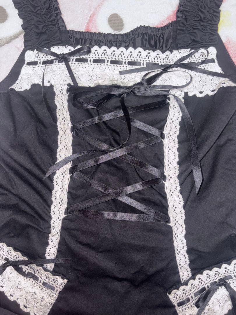 裾スカラップジャンパースカート 白 黒 ベイビーザスターズシャインブライト