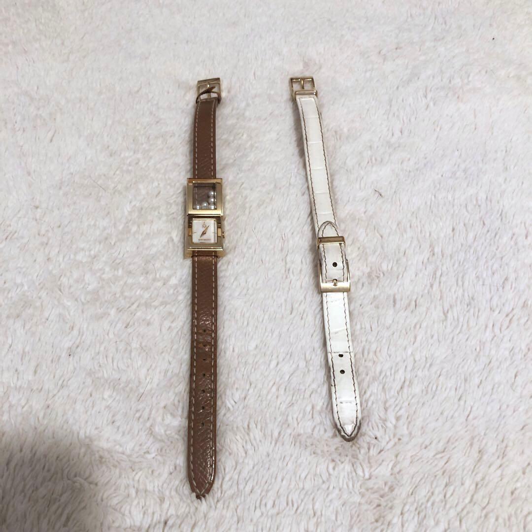 MIKIMOTO international パール装飾 レザーブレスレット時計