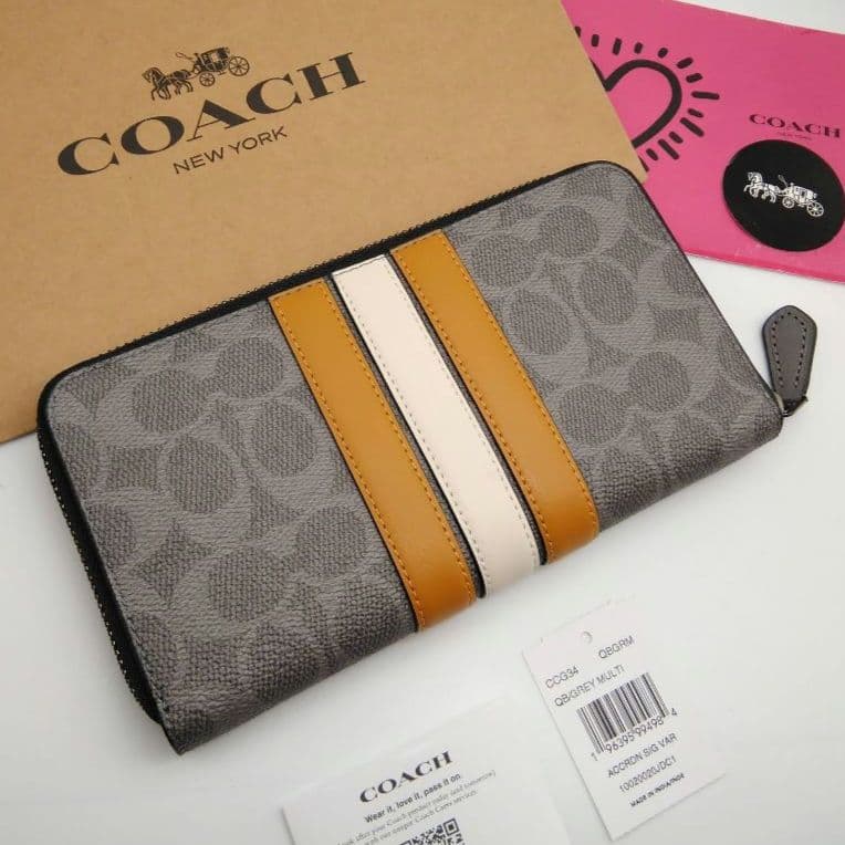 新作　新品　COACH　長財布　メンズ　アコーディオンウオレット