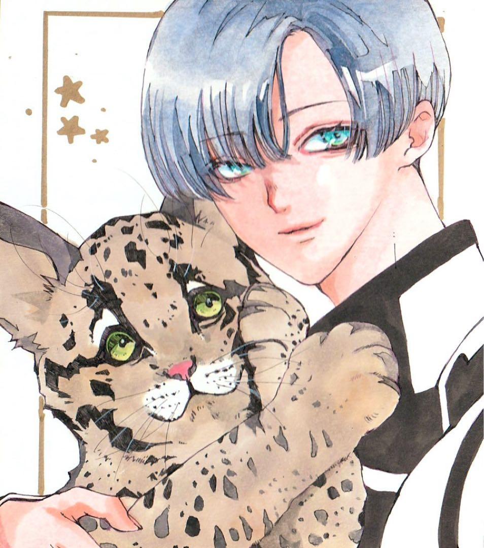 手描きイラスト ミニ色紙 少年 ウンピョウ/狐っ娘 オリジナル